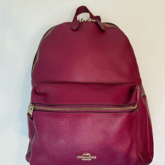 Like New: Coach Pebbled Leather Backpack in Berry - Picture 5 of 6